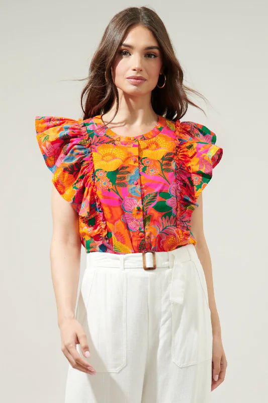 Idalia Floral Vance Button Front Blouse