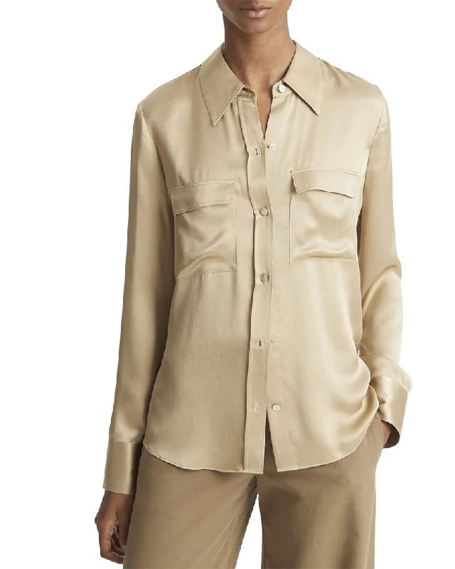 Vince Chest Pocket Silk Blouse