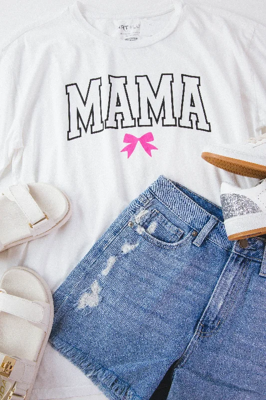 Mama Bow Oversized Graphic Tee, White