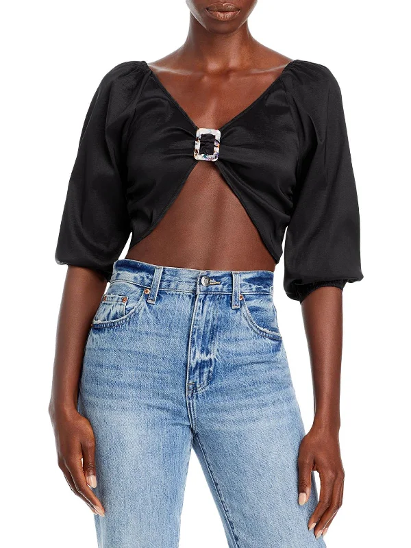 Elora Womens V-Neck Short Crop Top